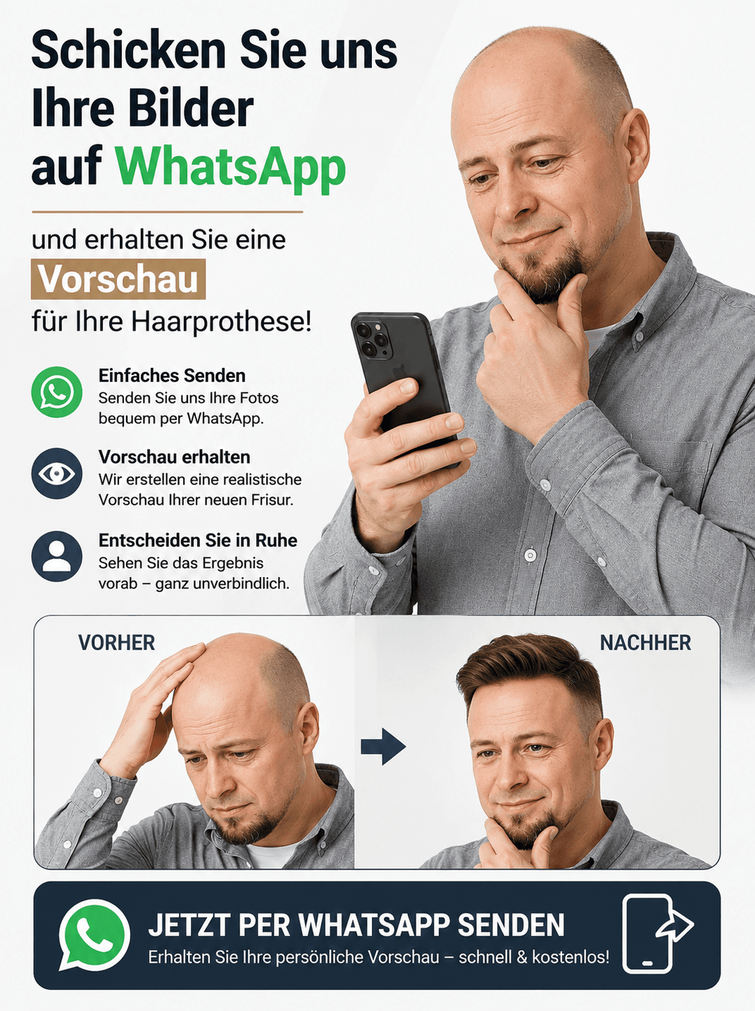 Schick uns dein Foto per WhatsApp und erhalte eine Vorschau